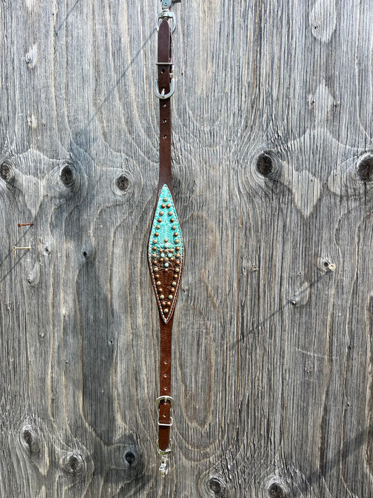 Teal brown copper spot wither strap
