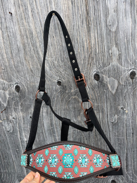 Turquoise Aztec bronc halter