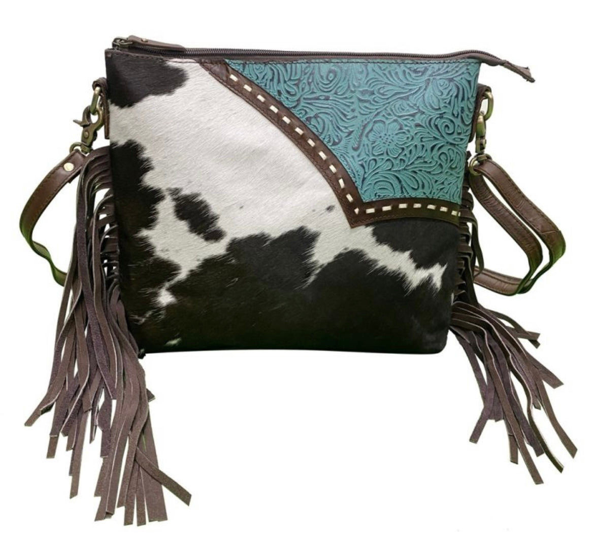 Genuine leather hair on cowhide crossbody bag by Klassy cowgirl