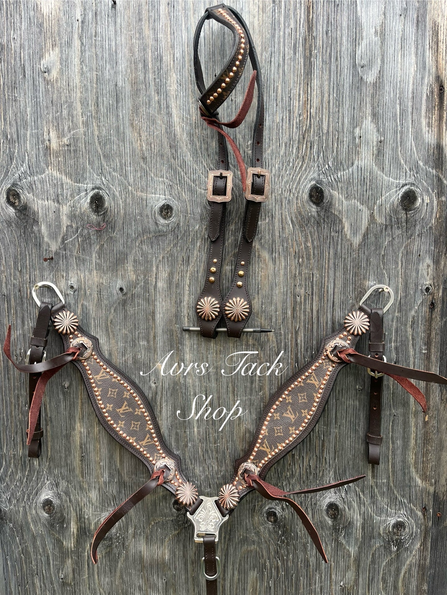 Brown and copper designer tack set