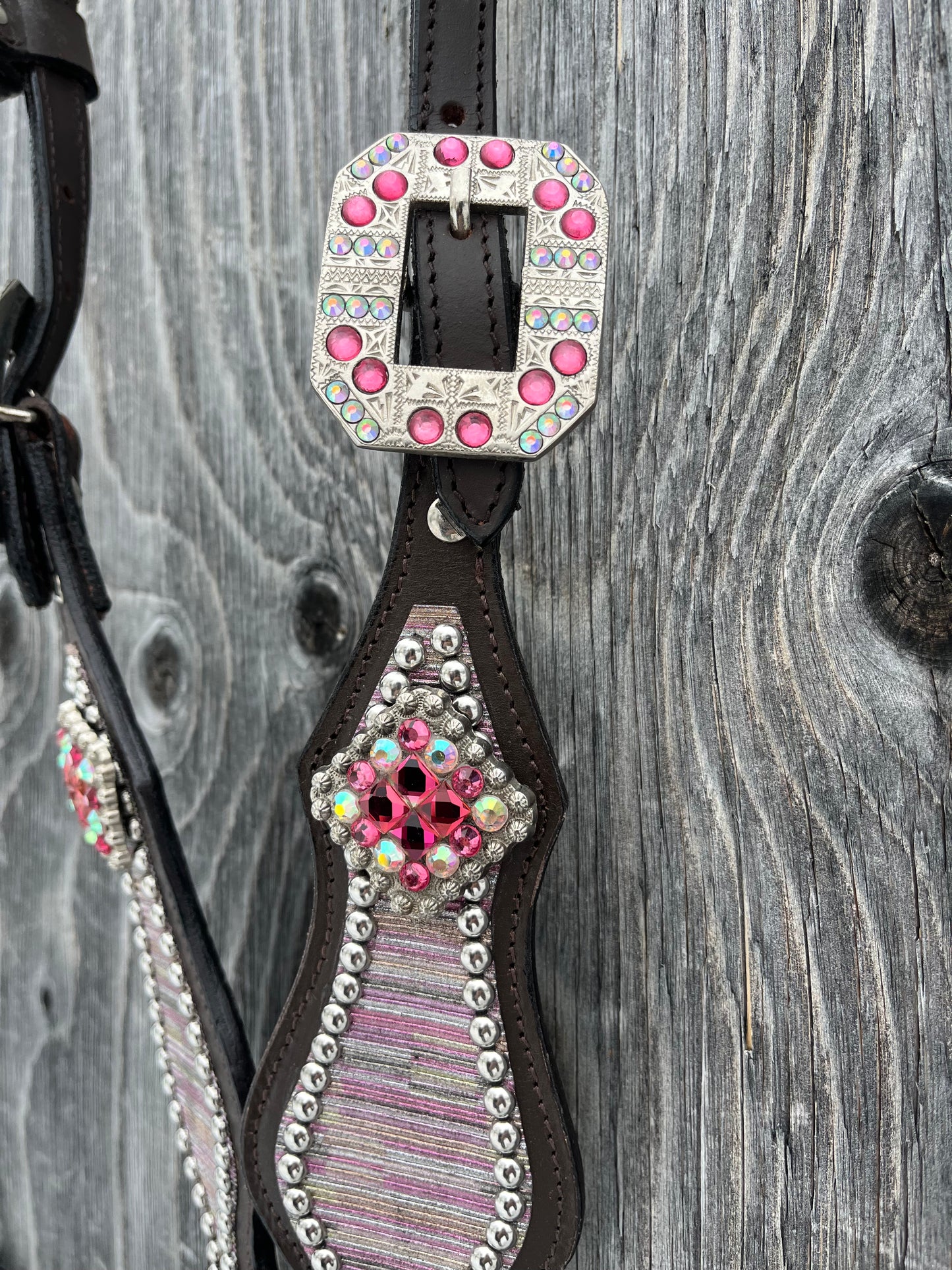 Pink one ear concho tack set
