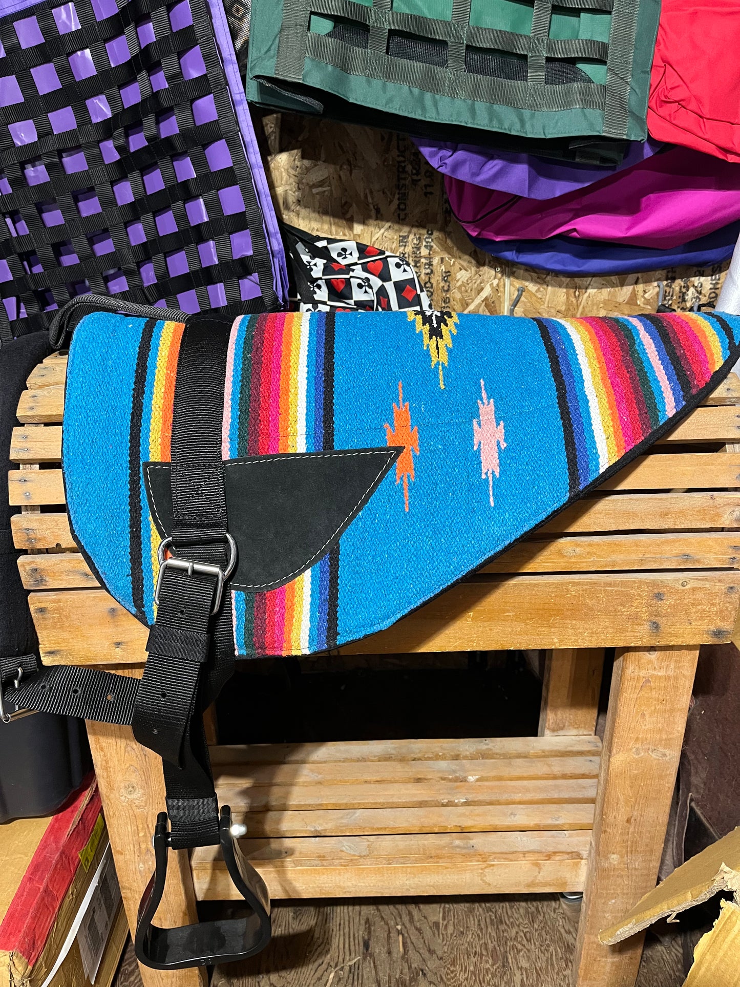 Serape blue bareback pad