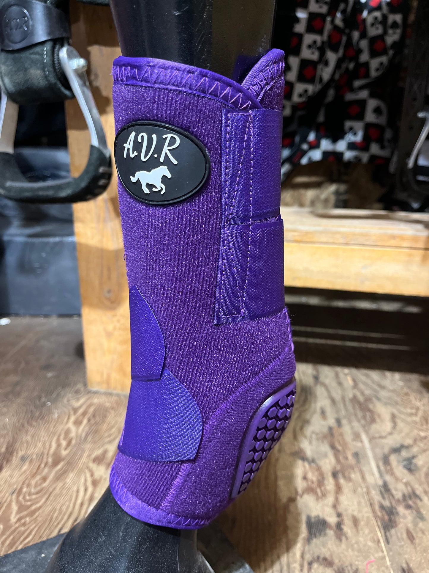 Purple 4 pack sport boots with rubber protective heel