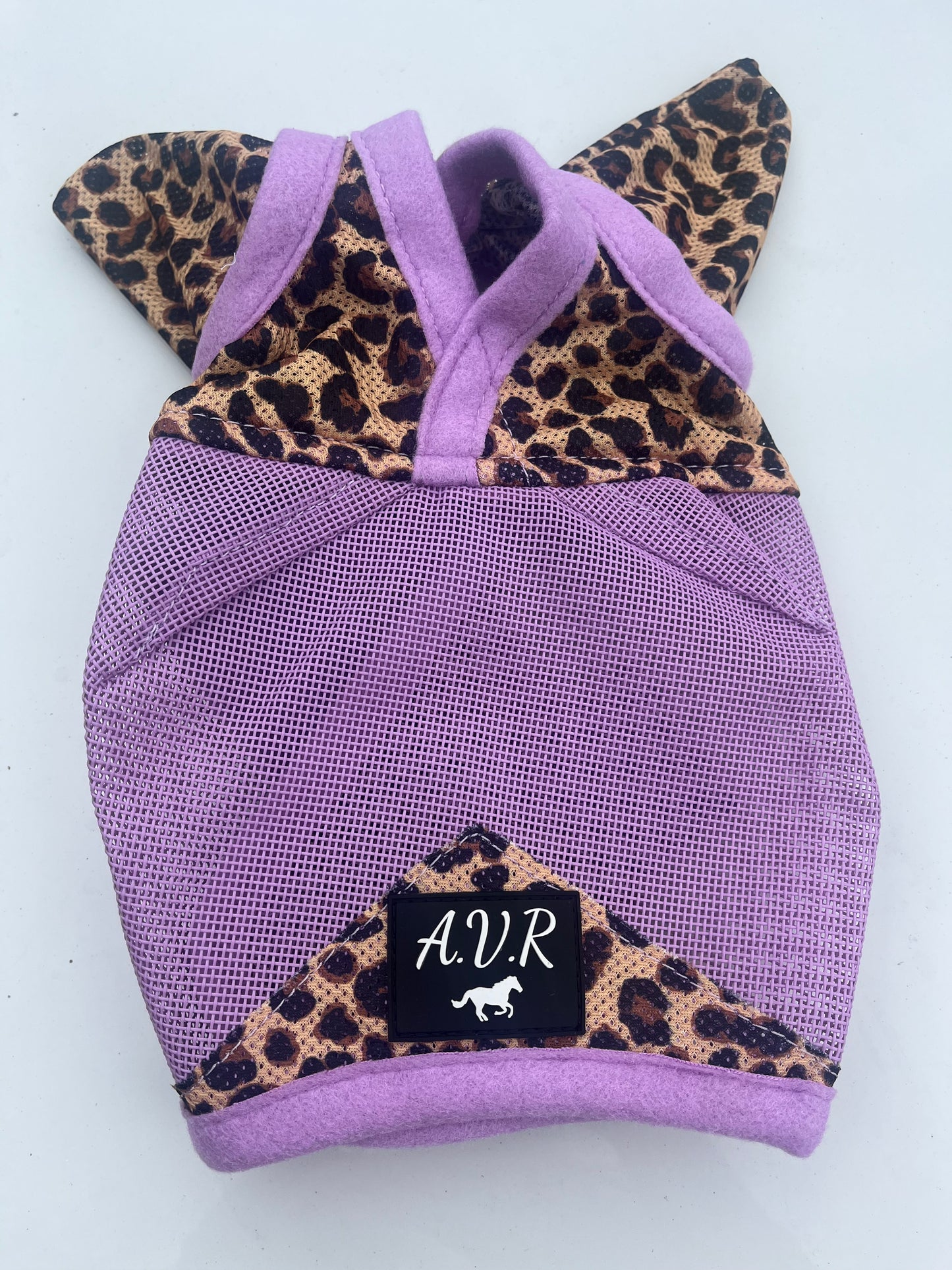 Lavender Cheetah Durable mesh fly masks with ears