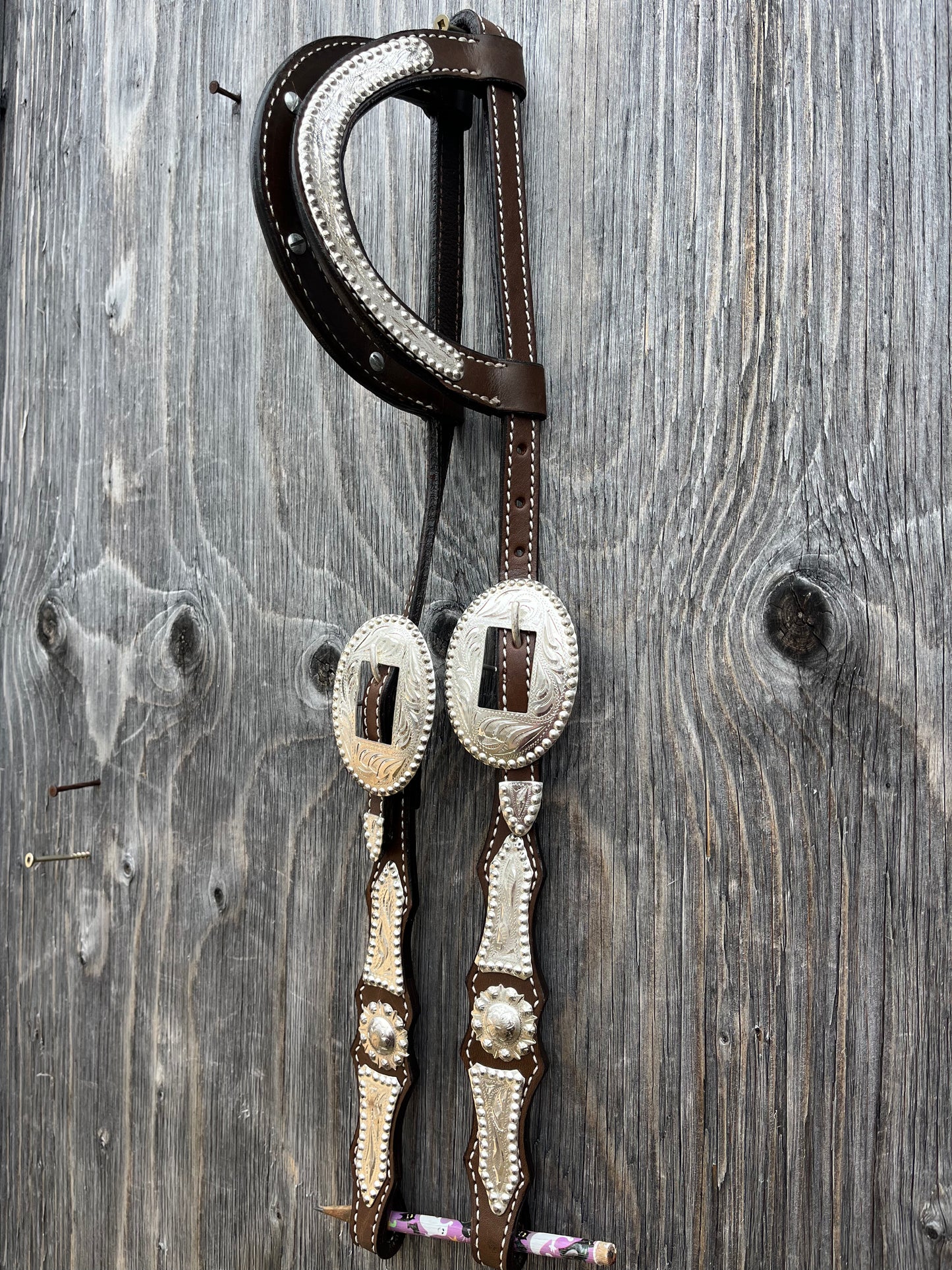 Double ear silver headstall