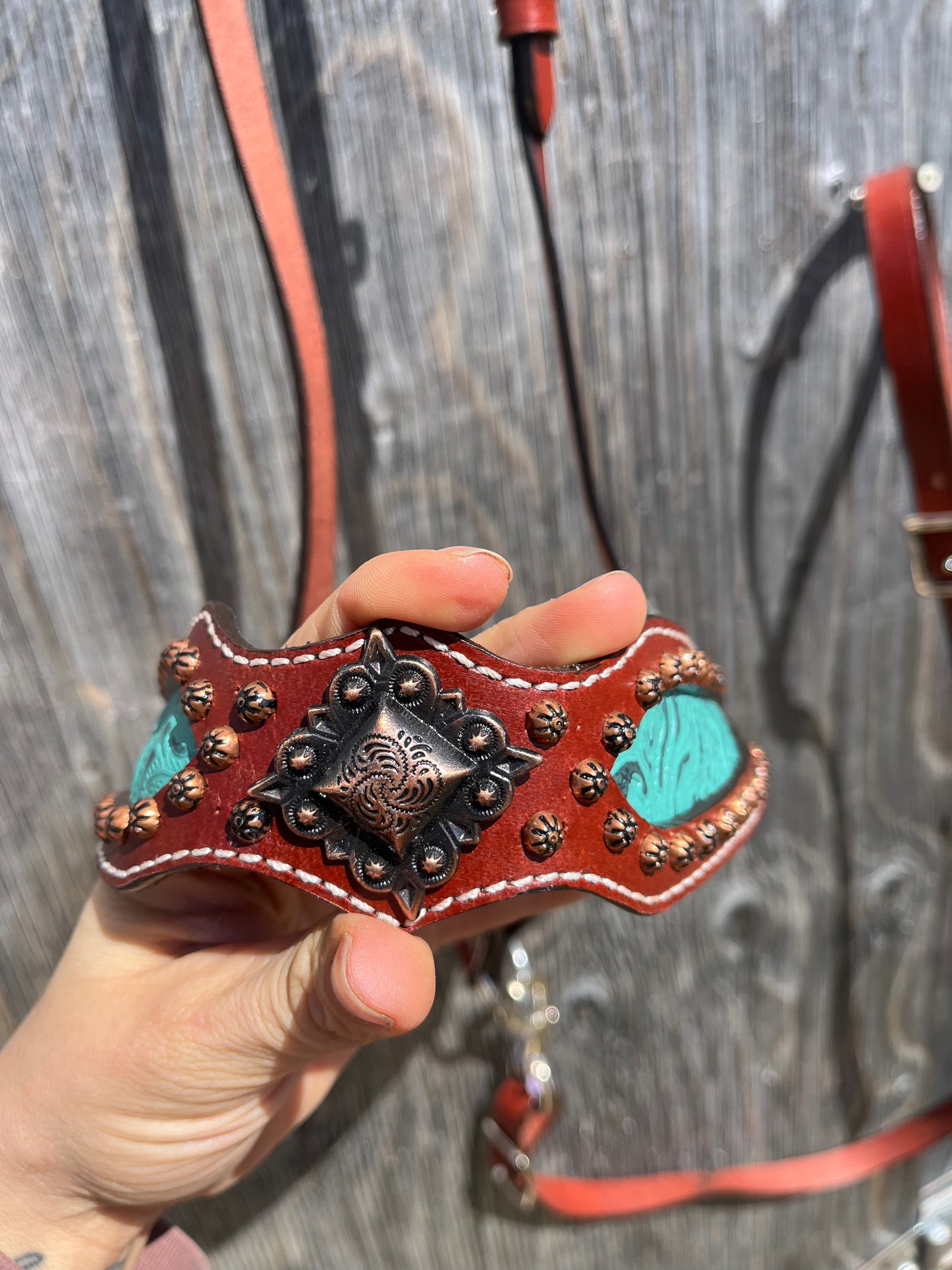 Teal filigree tie down set