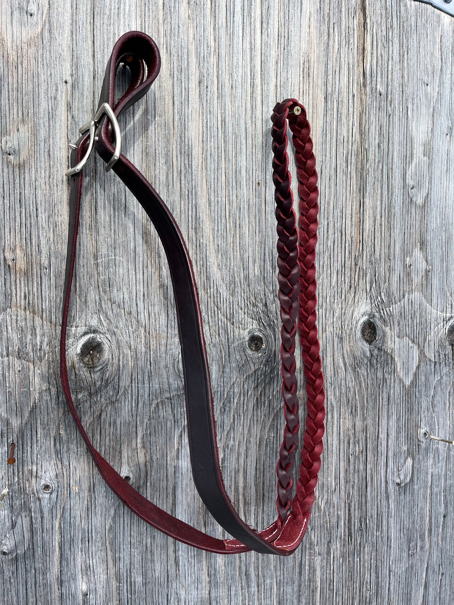Braided leather adjustable reins