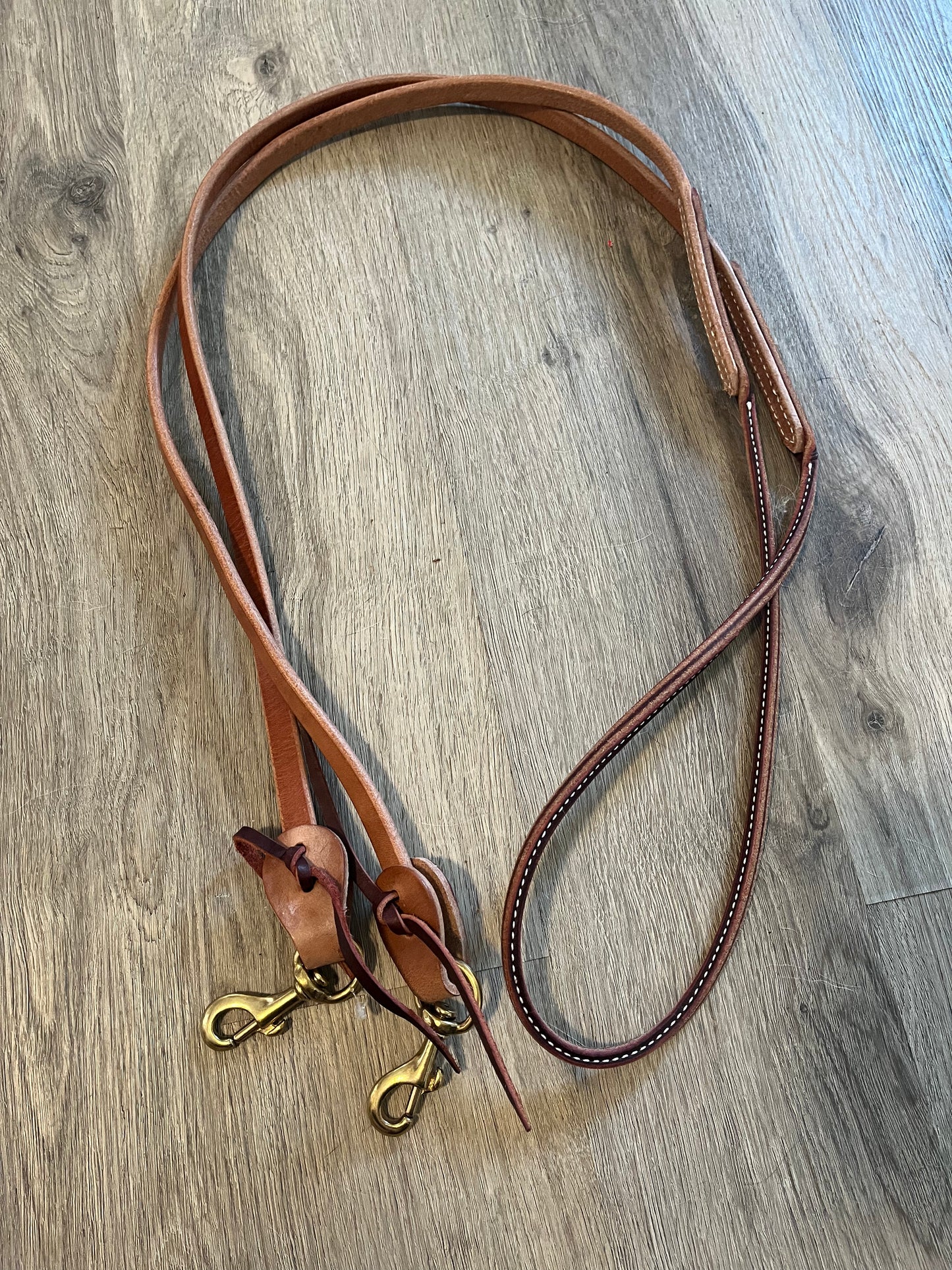 Herman oak rolled leather barrel reins