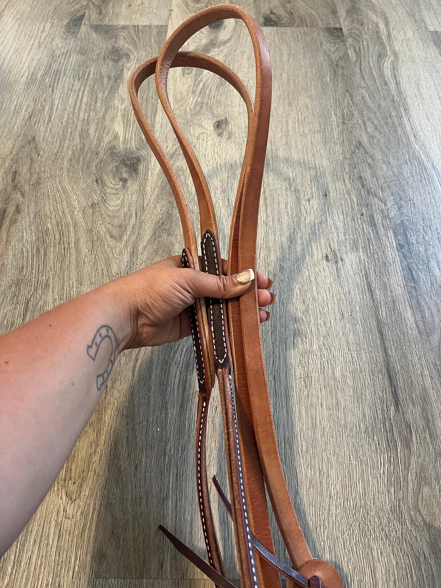 Herman oak rolled leather barrel reins