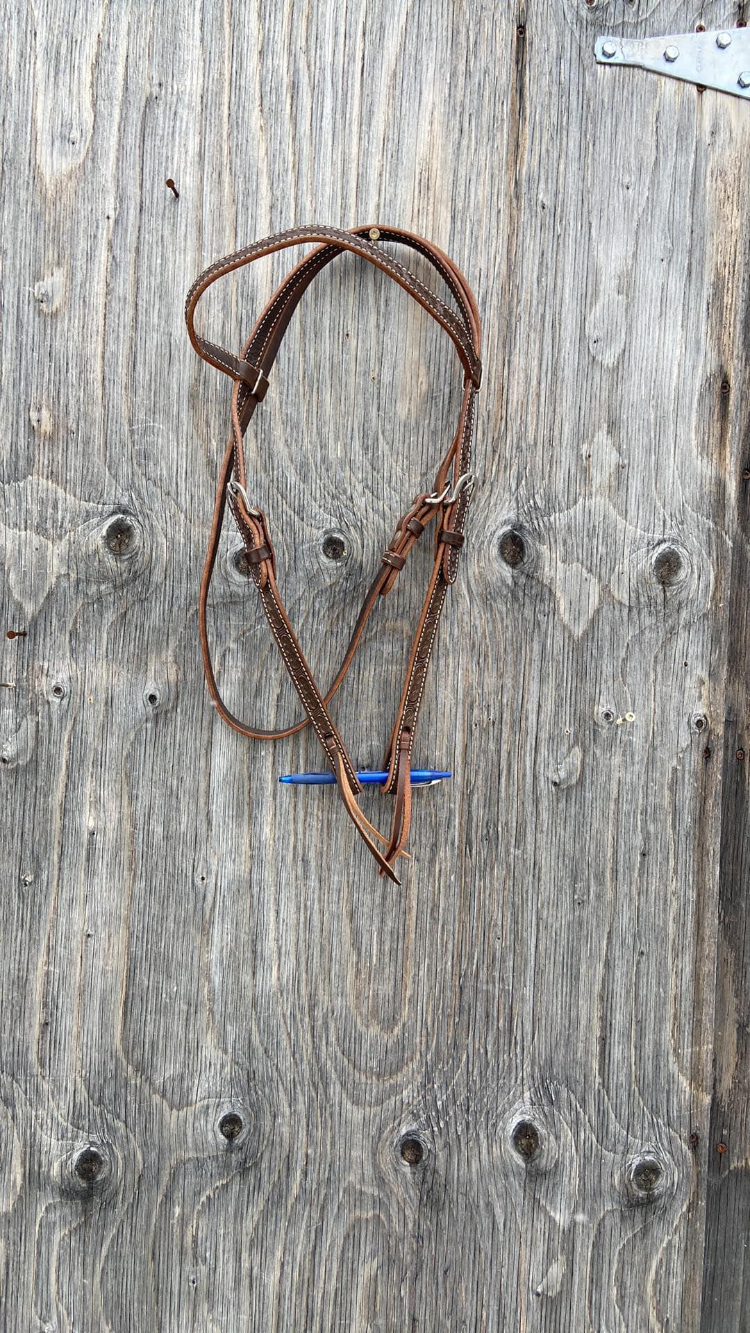 Barbwire tooled browband headstall