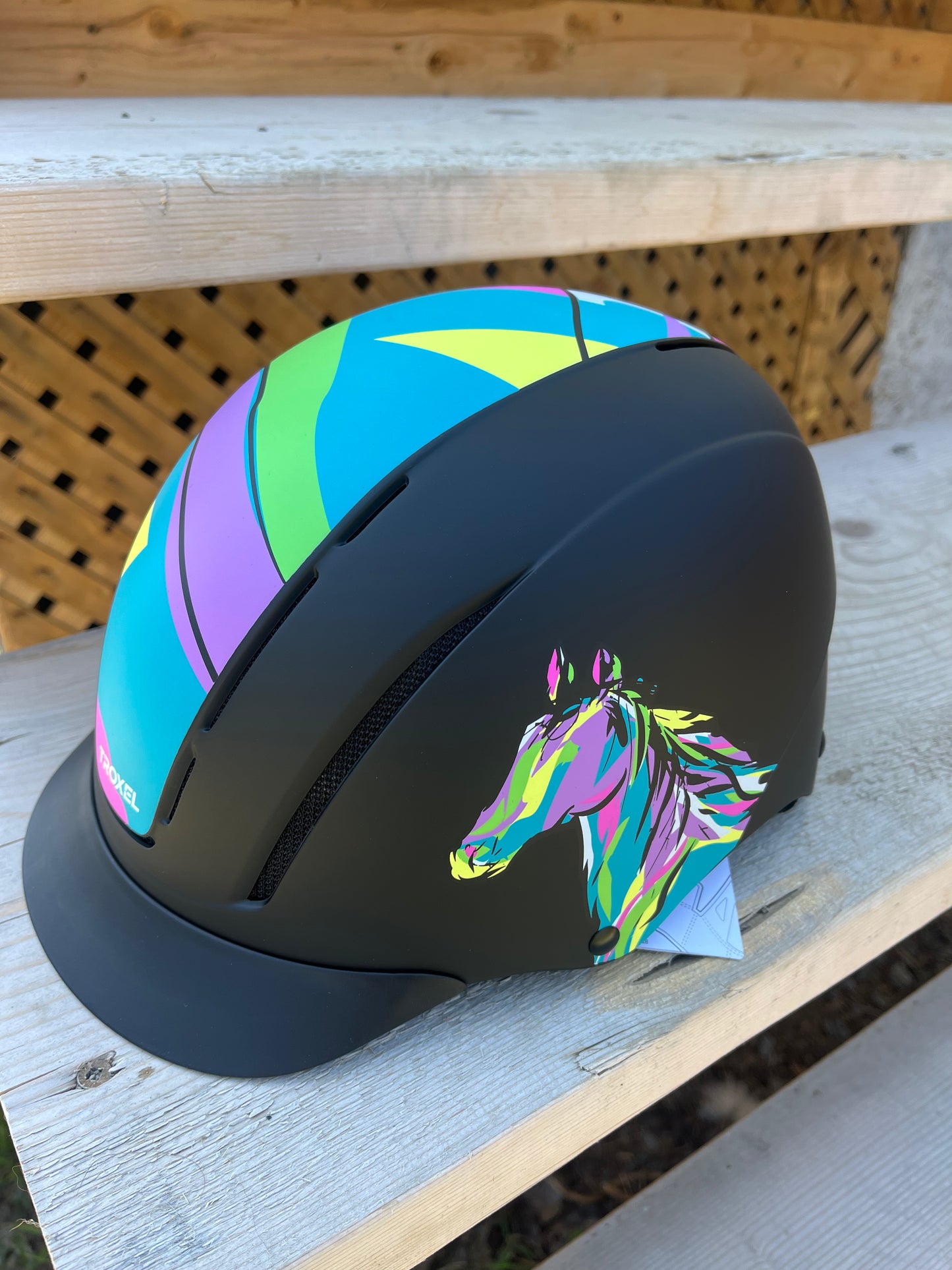 Colored horse design medium adjustable helmet