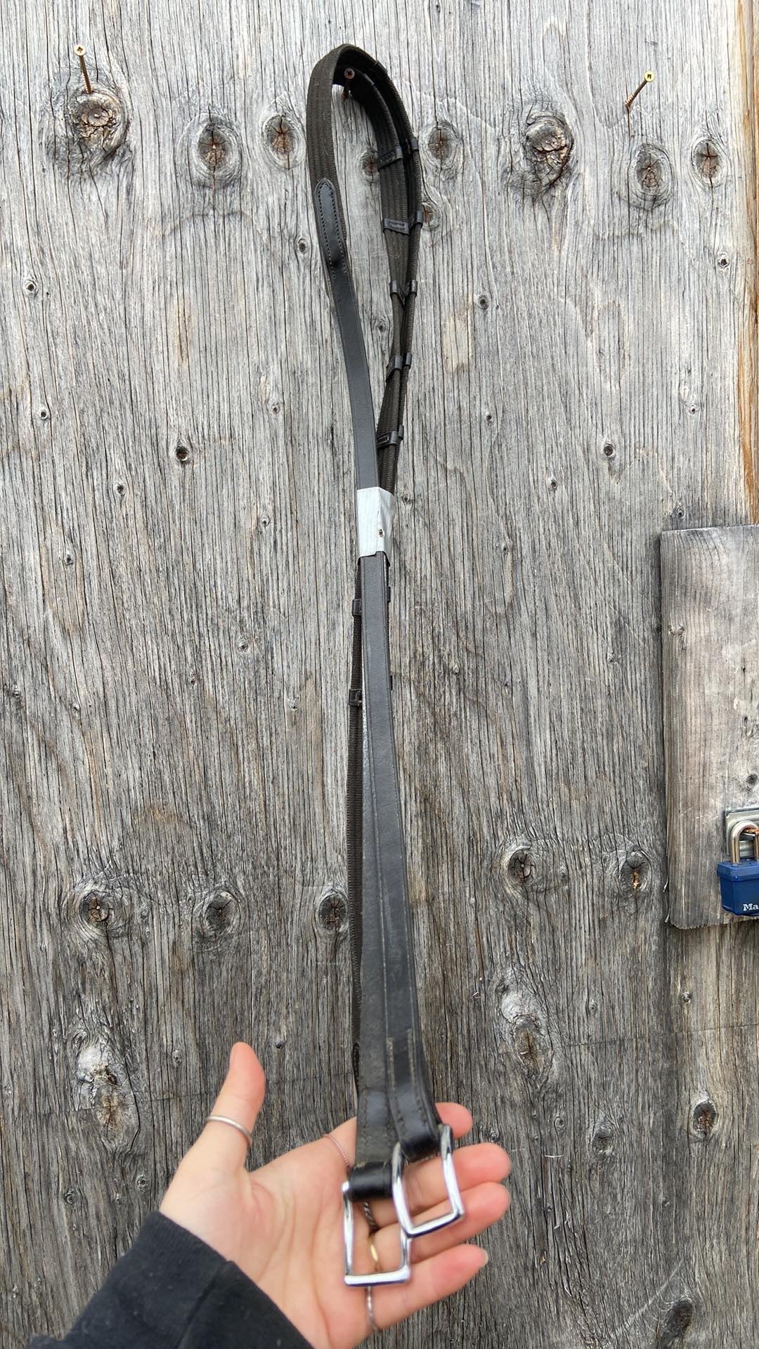 Black nylon and leather reins with buckles