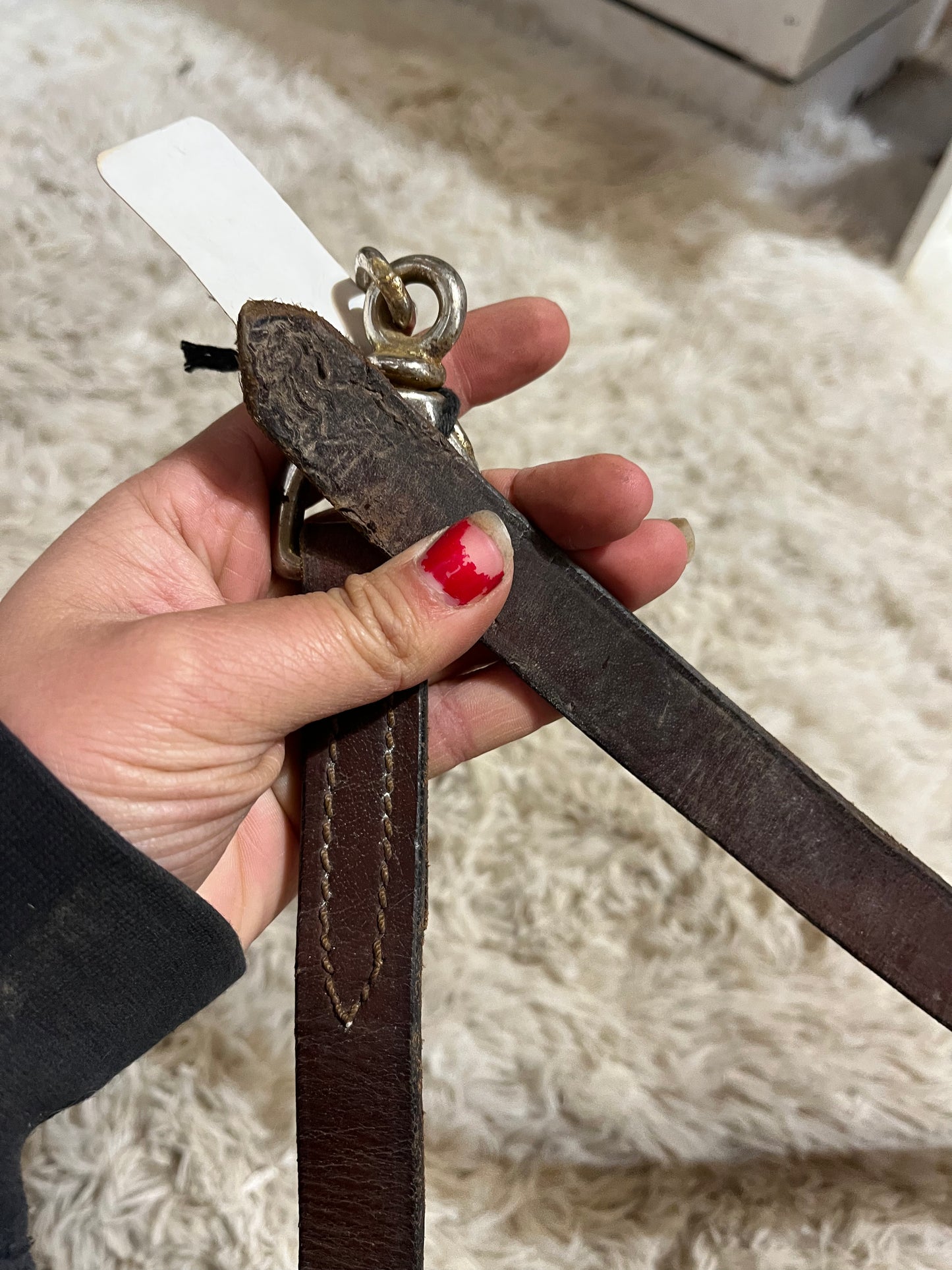 Leather lead with chain