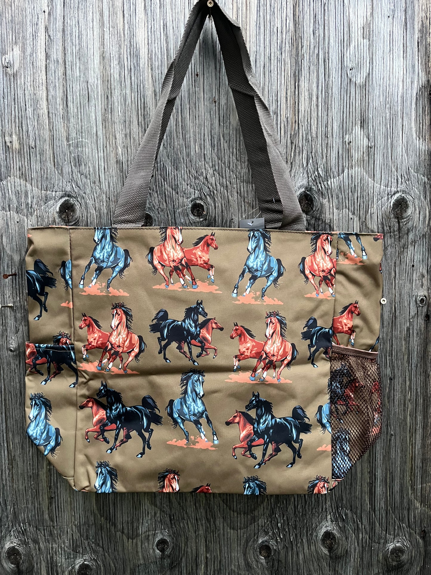 Running horse print tote