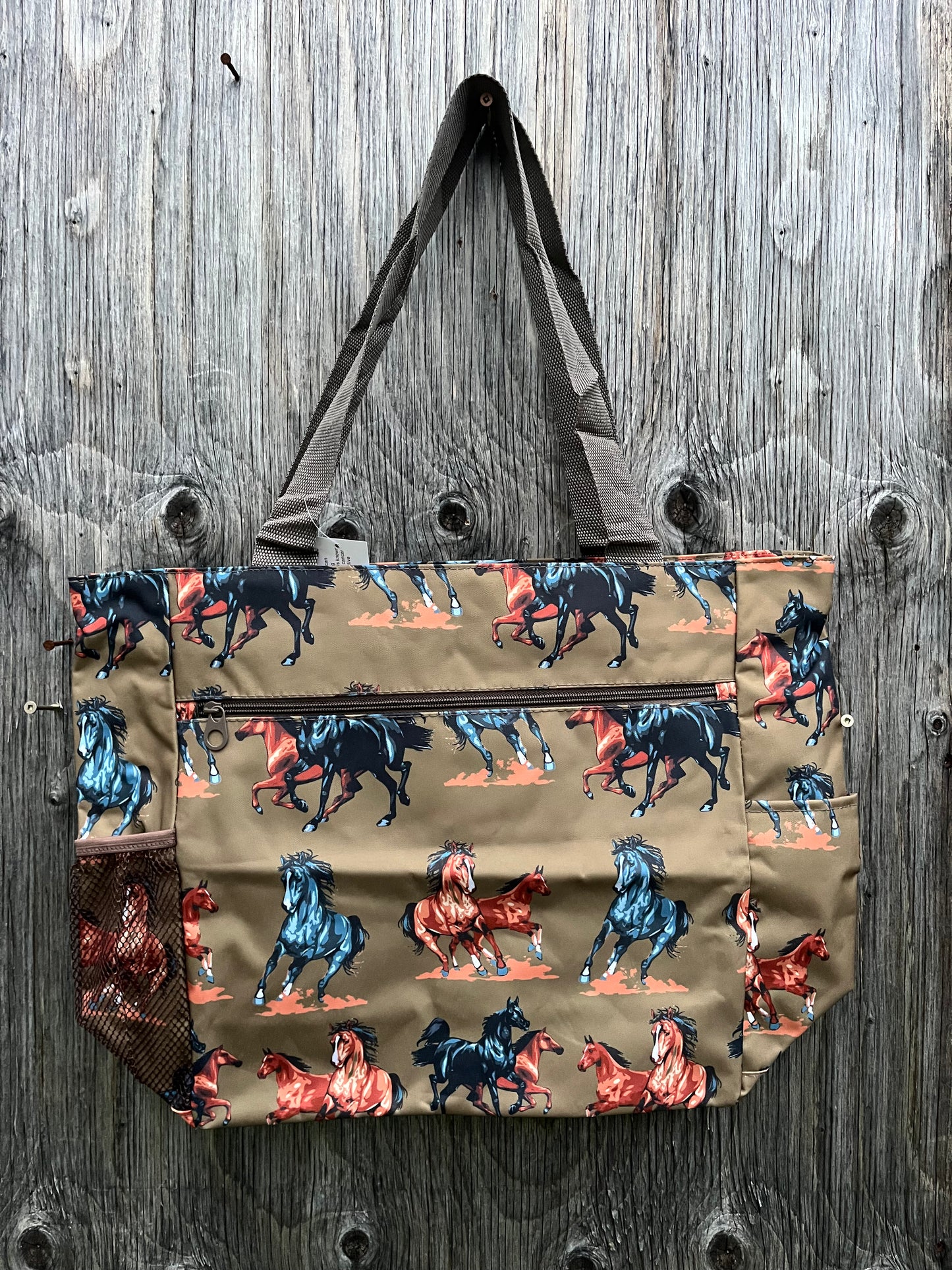 Running horse print tote