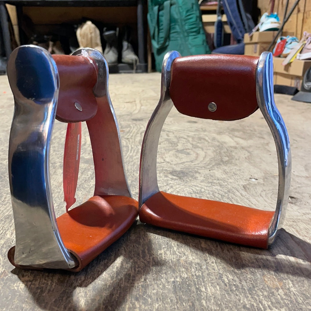 Aluminum Leather Foot Bed Western Stirrup.