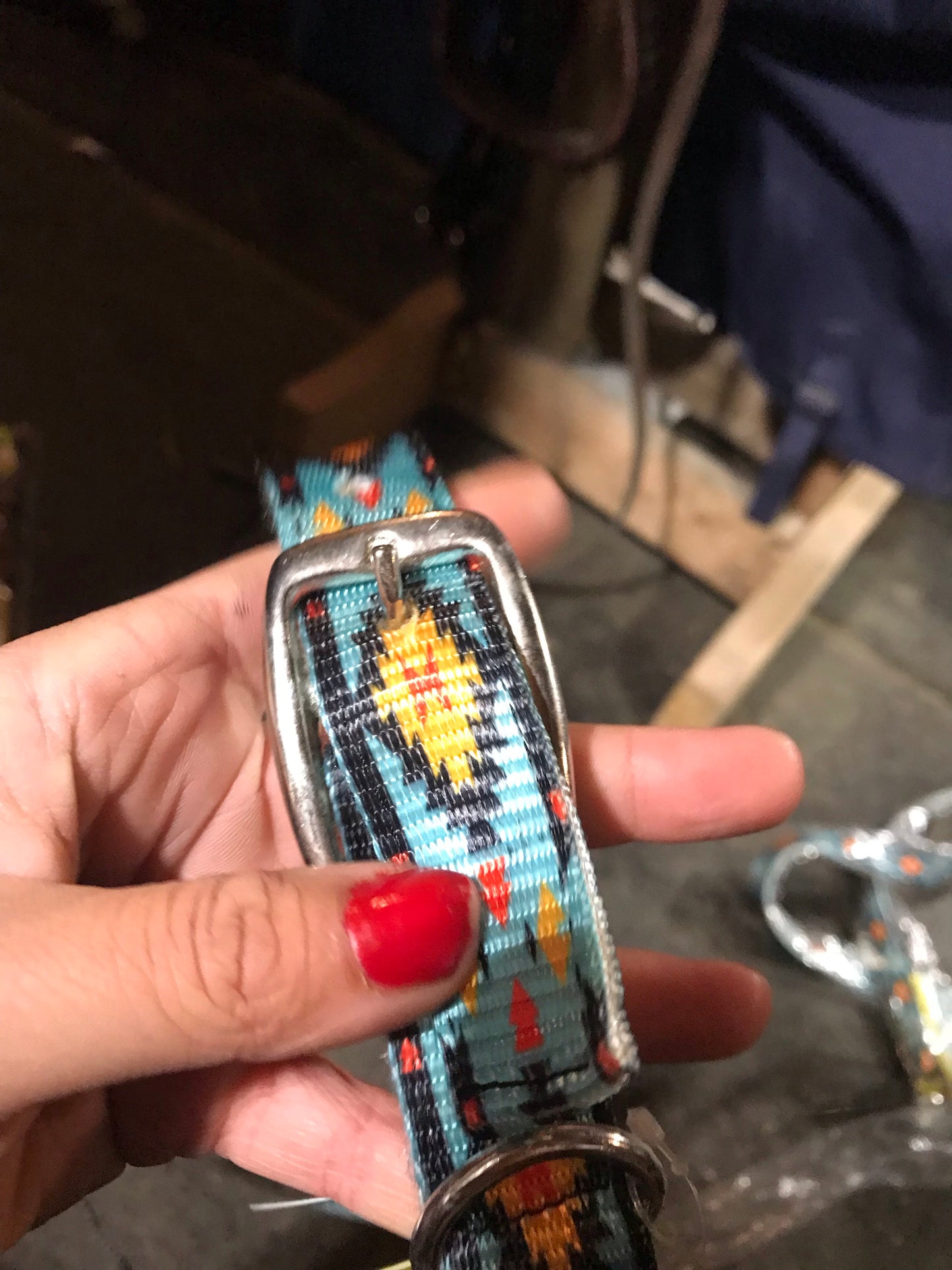 Teal southwest dog collars