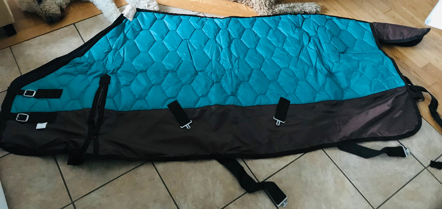 Teal quilted winter stable blankets