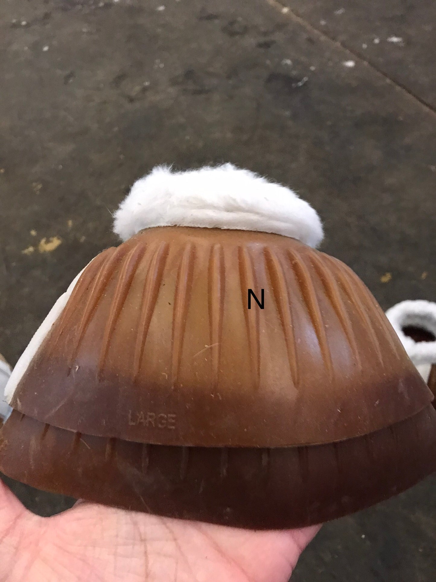 Brown ribbed Velcro bell boots with fleece top