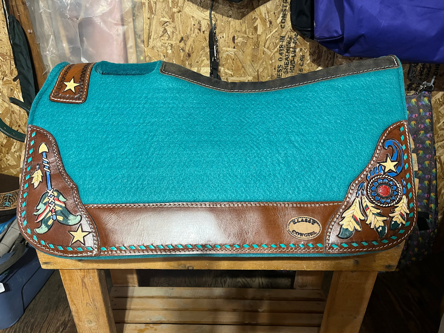 Teal felt Dreamcatcher barrel pad