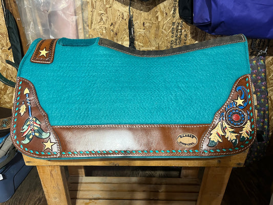 Teal felt Dreamcatcher barrel pad