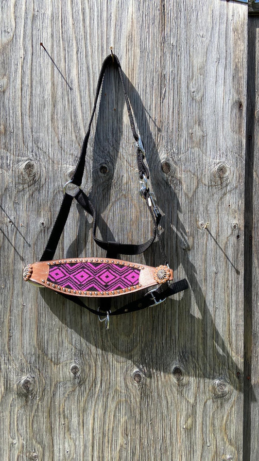 Black on pink bronc halter horse size