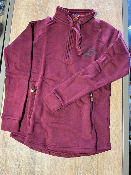 Wine brushed fleece lined Aubrian horse quarter zip fall sweater