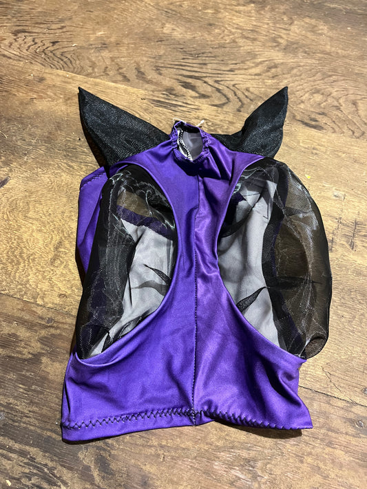 Purple Lycra fly mask with ears