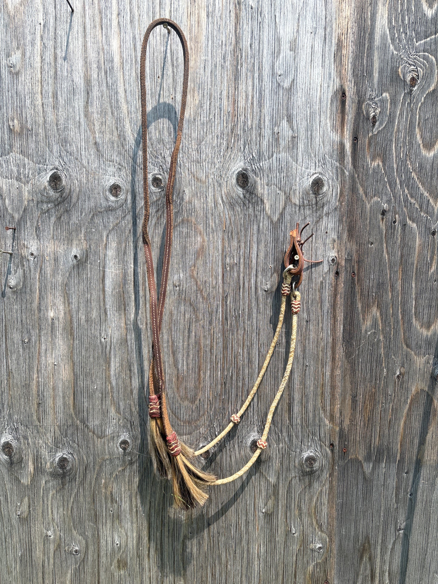 Rawhide and horse hair reins