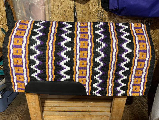 Purple beige 34x40 1/2” woven wool saddle blanket