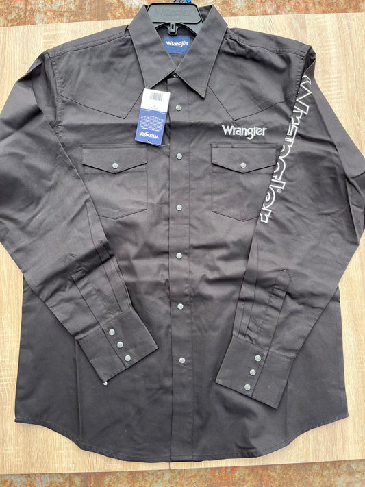 Wrangler Black Logo Men’s Classic Pearl snap button up