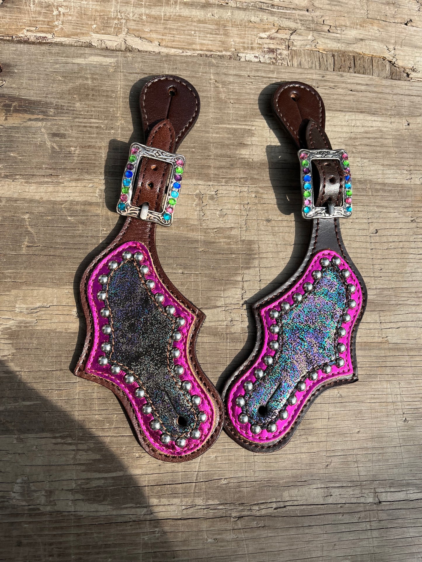 Rainbow metallic spur straps