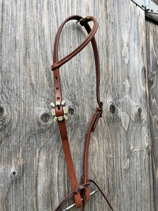 Oiled fancy buckle one ear headstall