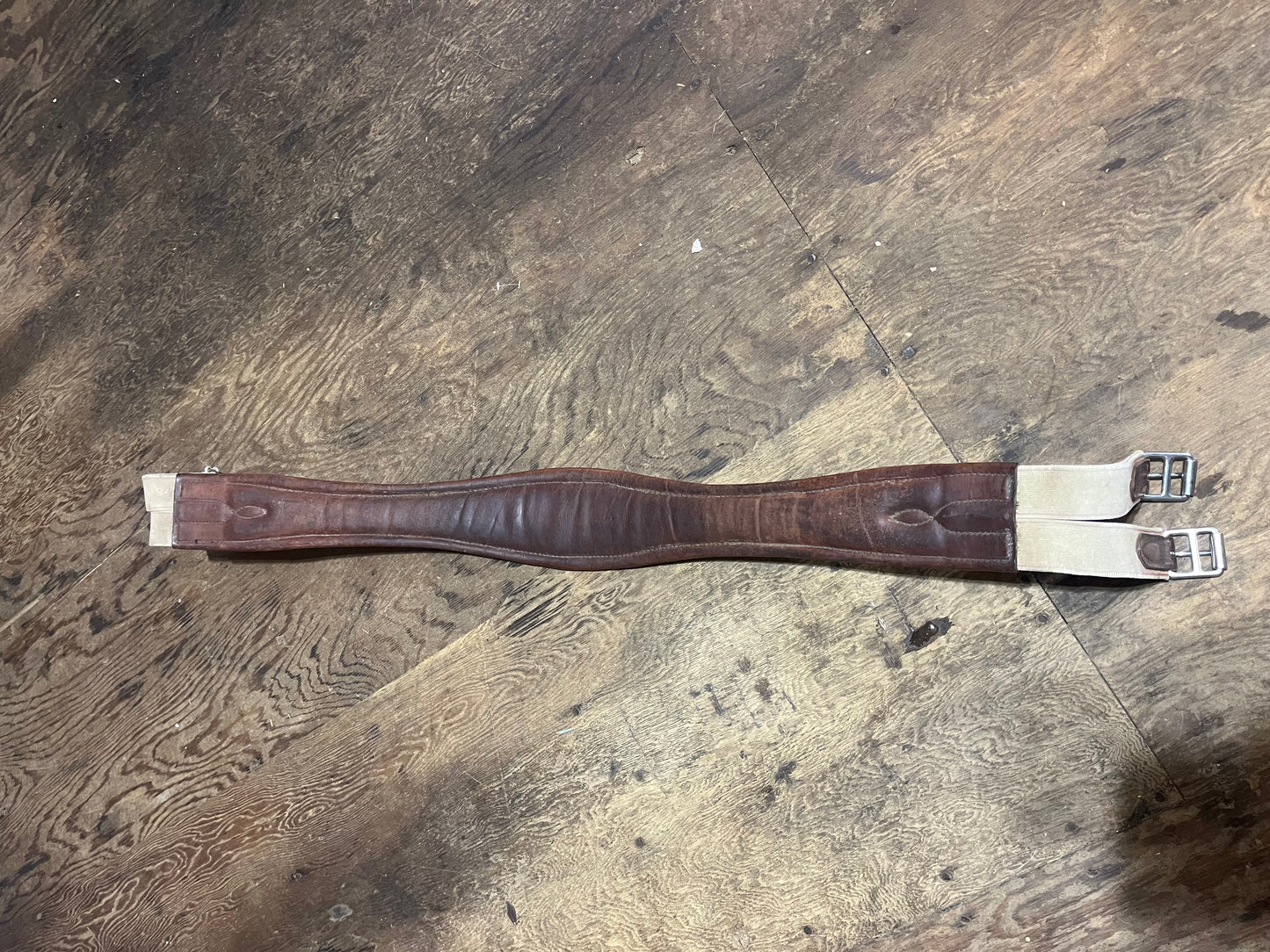 46” leather girth double elastic