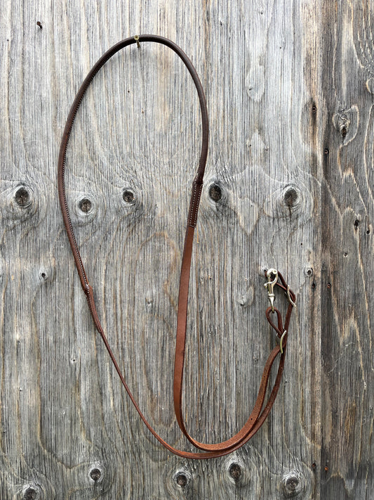 Rolled centre leather barrel reins