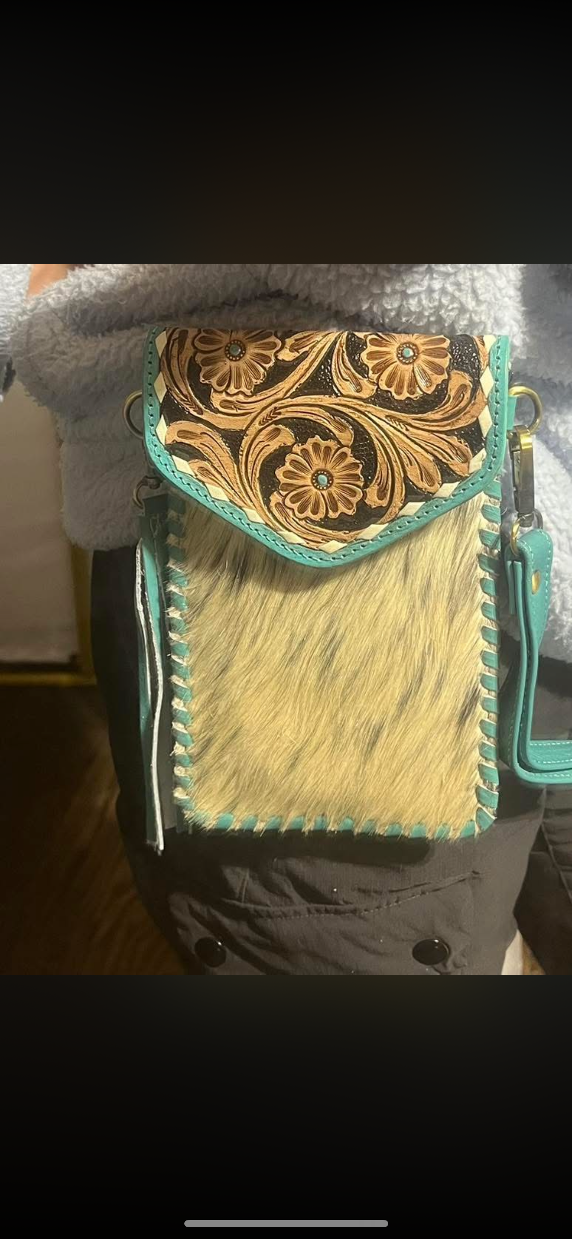Hair on cowhide wristlet / cross body / belt bag