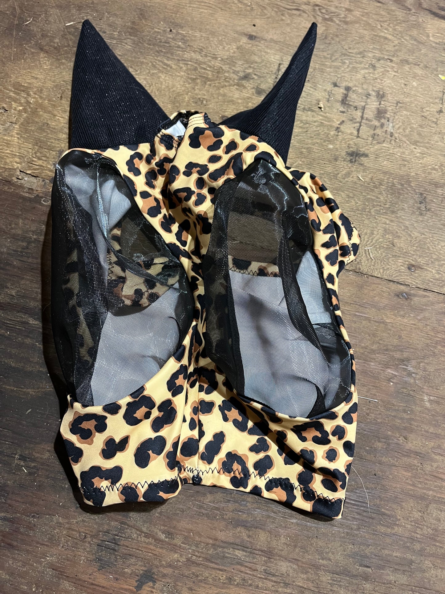 Cheetah lycra fly mask with ears