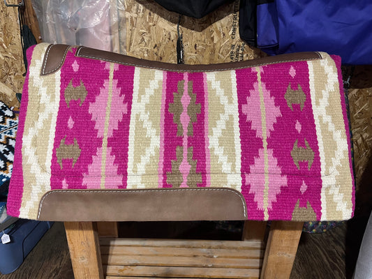 Pink wool top contoured show pad 34x40 with 1” memory felt bottom