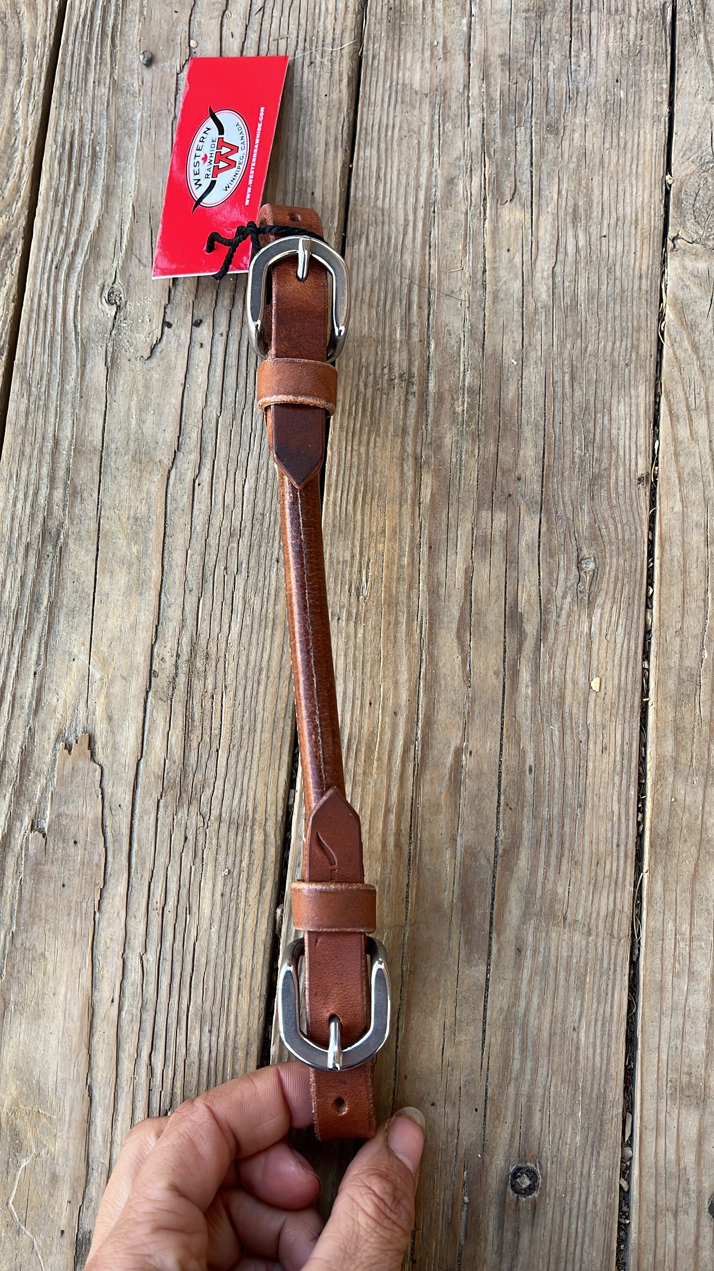 Western rawhide rolled leather curb strap