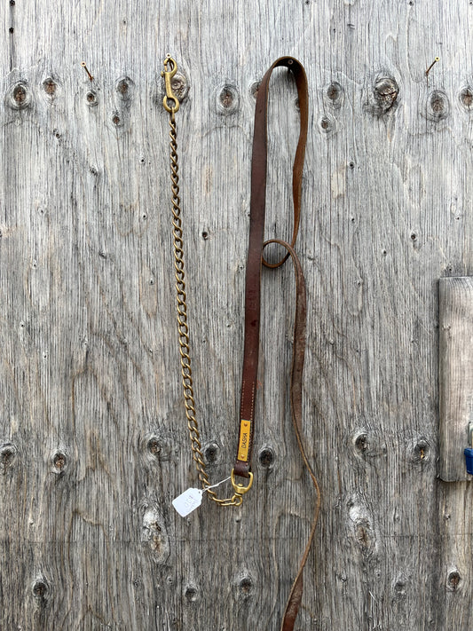 Finchmans Leather lead with brass chain