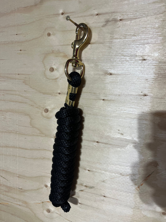 Black lead rope 8ft with brass snap
