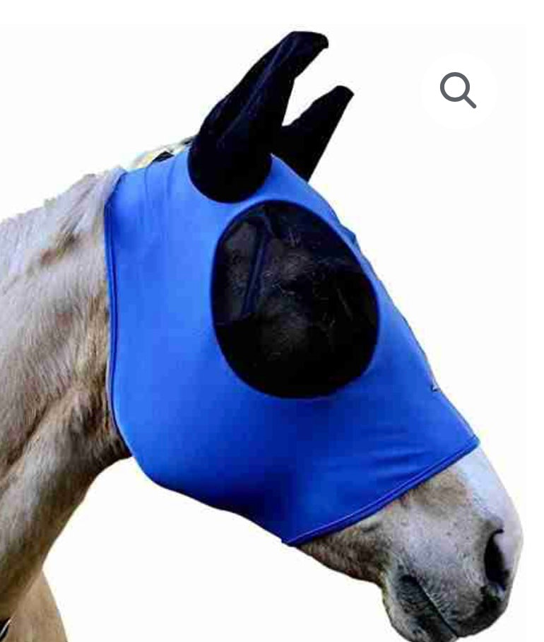 Blue full lycra stretchy fly mask with ears