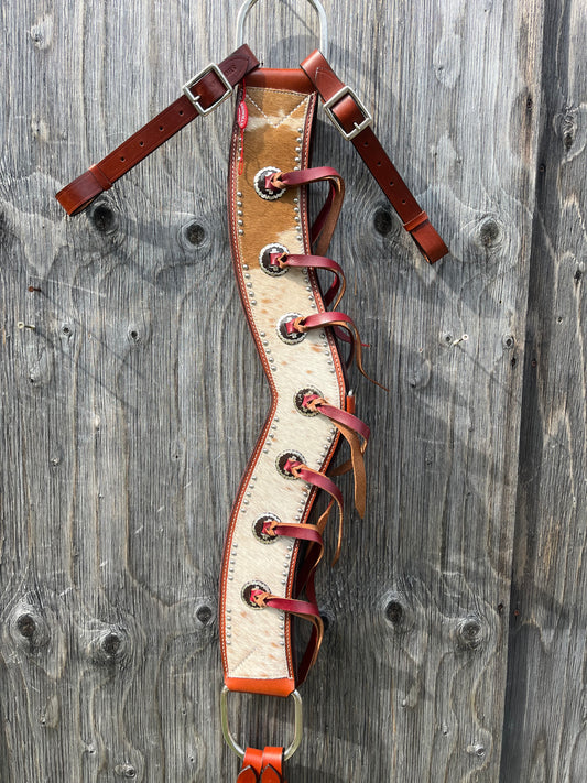 Cowhide tripping collar with leather fringe