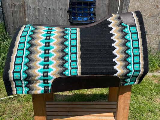Teal and black western show pad