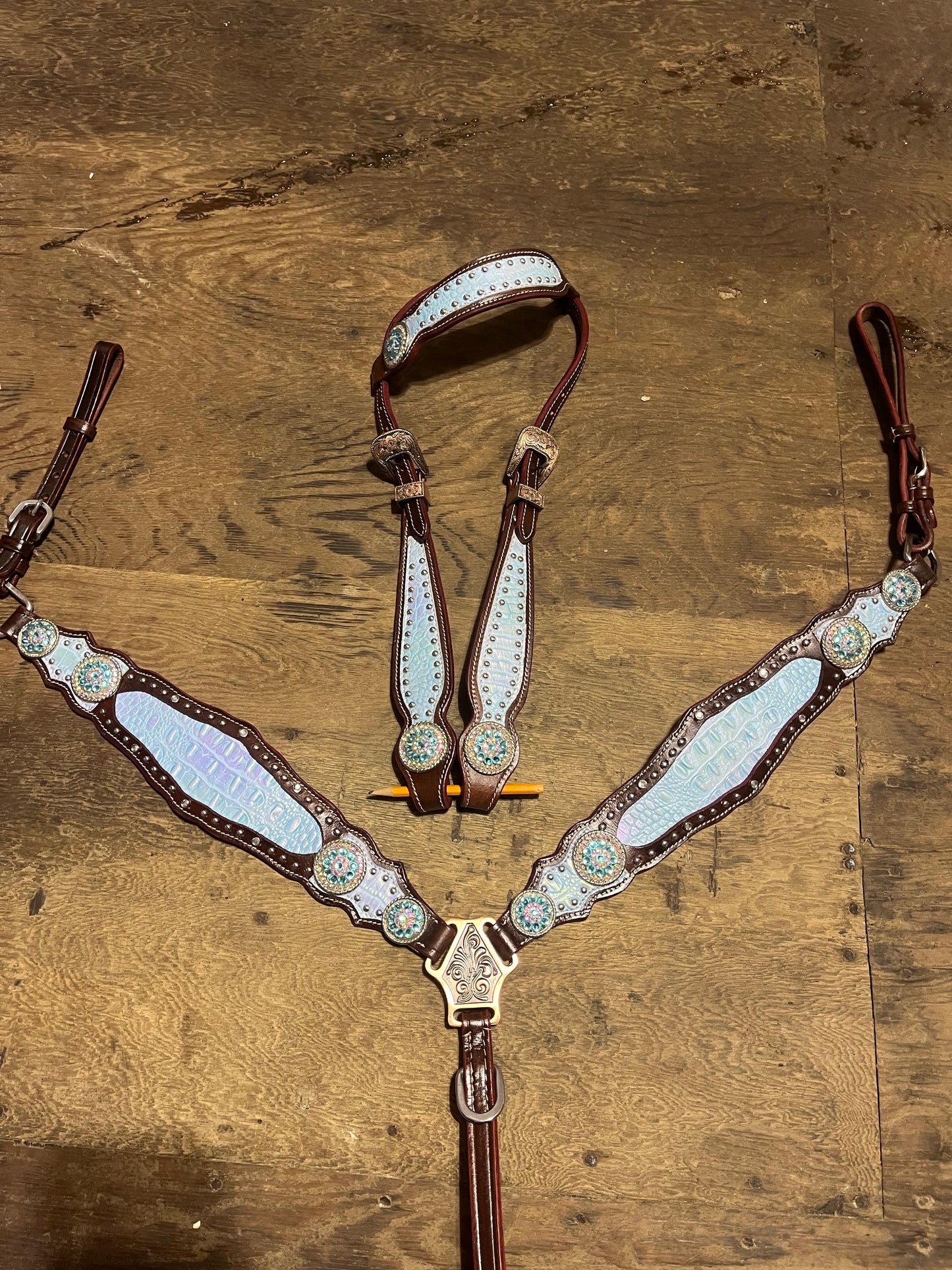 Blue one ear tack set