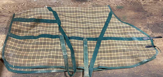 74” used stable sheet green and plaid