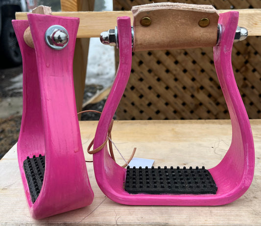 Pink wooden barrel stirrups