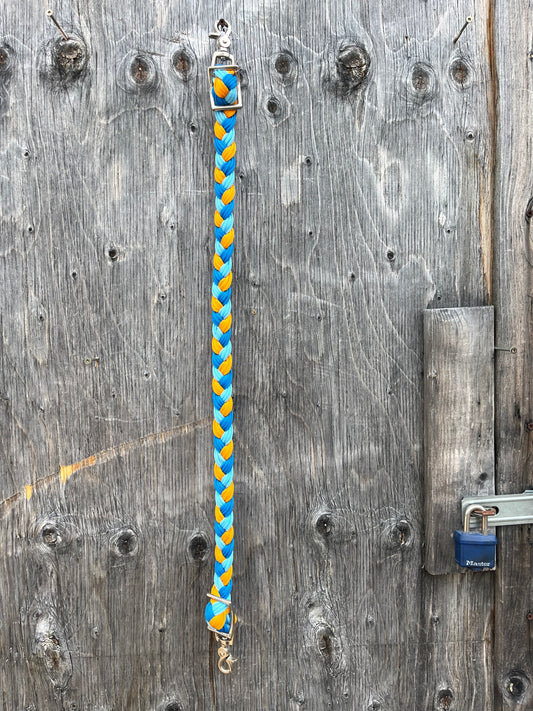 Orange royal blue and light blue adjustable wither strap