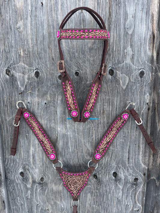 Pink buckstitch gladiator set