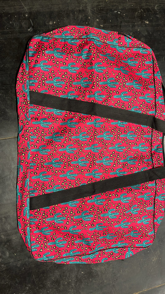 Pink cheetah teal cactus western saddle pad carry case